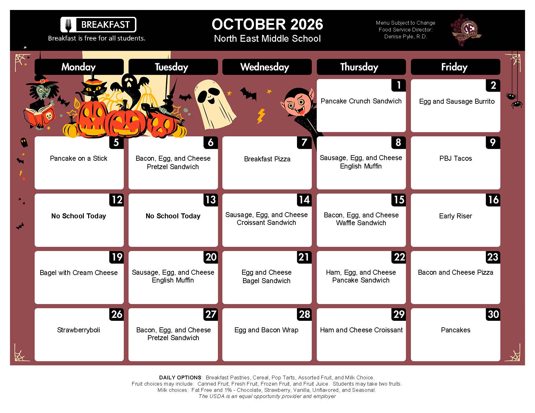 NEMS October Breakfast Menu